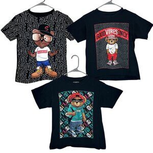 Fresh Laundry Savage Bear Graphic Tee Black/White & Hustle Good Vibes Only Tee